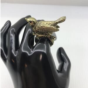 Y2K Whimsigoth Gold Bird Cocktail Stretchy Statement Ring 7.25